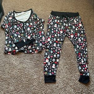 Festive Pajamas - Black with Colorful Holiday Print